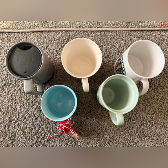 Lot of 5 Starbucks Colorful Mug Set with Red and Green Designs - Picture 3 of 4